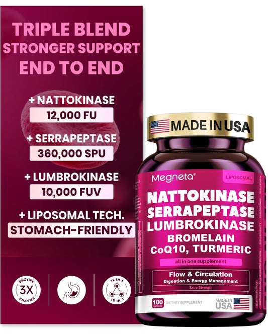 MEGNETA nattokinase 12,000 FU bottle for circulatory support