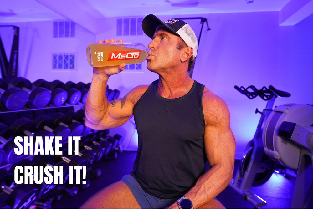 MEGO Muscle Water during-workout shaker shows fast mixing