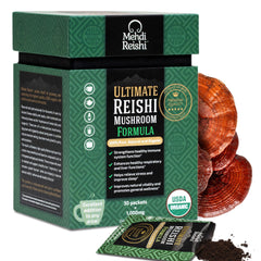Mehdi Reishi Ultimate bottle close-up for daily wellness.