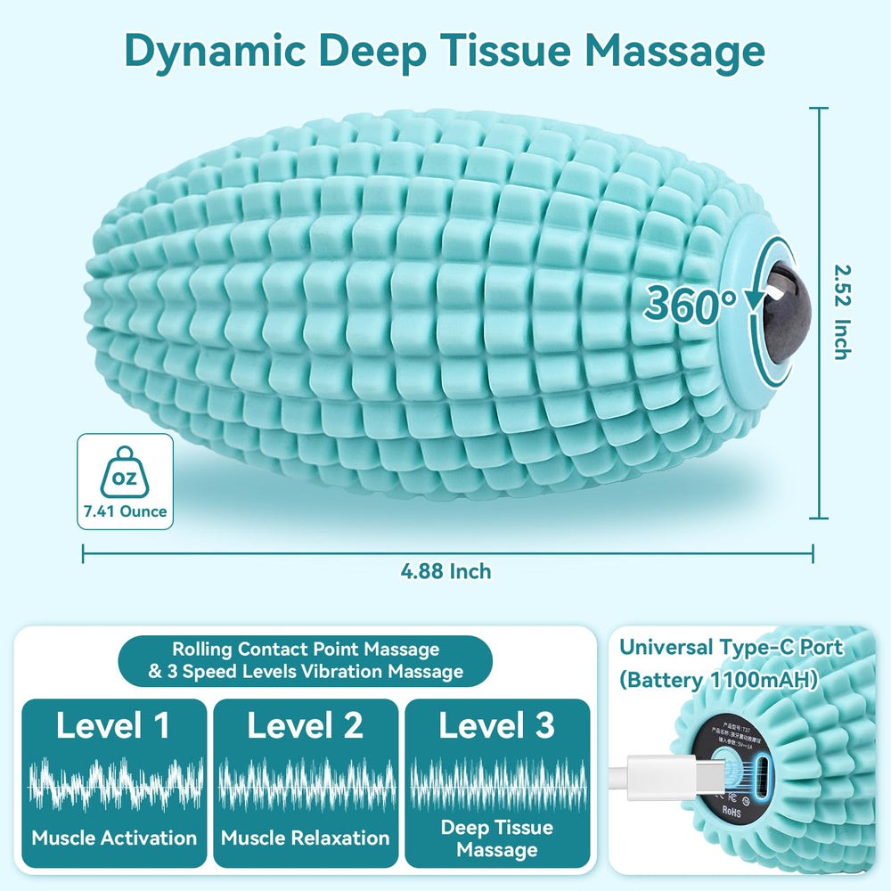 Meifuly olive-shaped massage ball held in hand for precise, comfortable kneading.