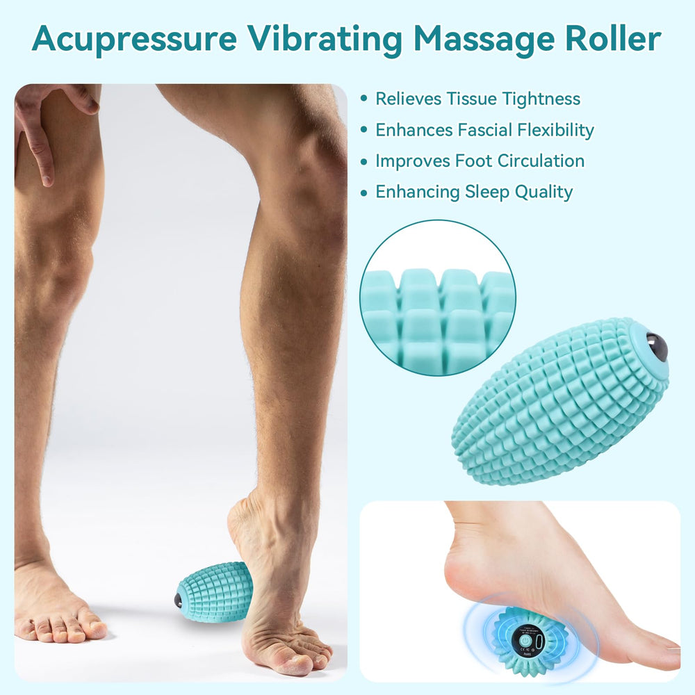 Meifuly portable rechargeable massage ball fits in a bag for gym or office use.