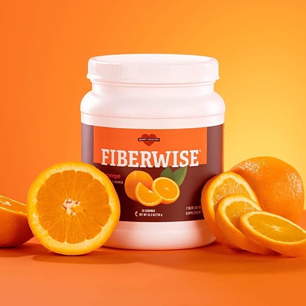 Melaleuca FiberWise Drink orange powder being stirred, illustrating digestive-friendly fiber source