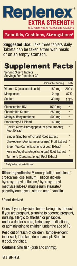 Melaleuca Replenex bottle pouring capsules for daily joint support