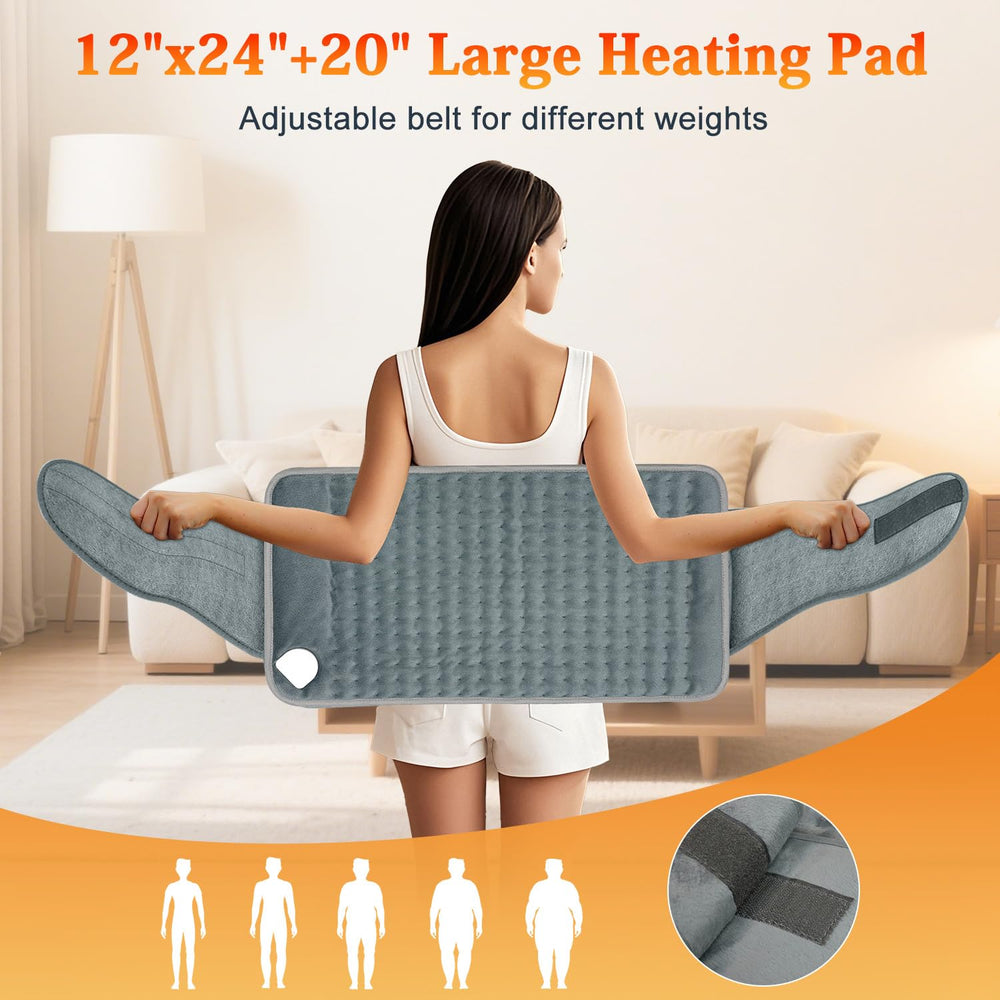 MELCAM heating pad with 6 heat levels customizable comfort for varying needs.
