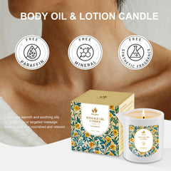 MELONY Candle oil being applied to skin highlights quick-absorb formula.