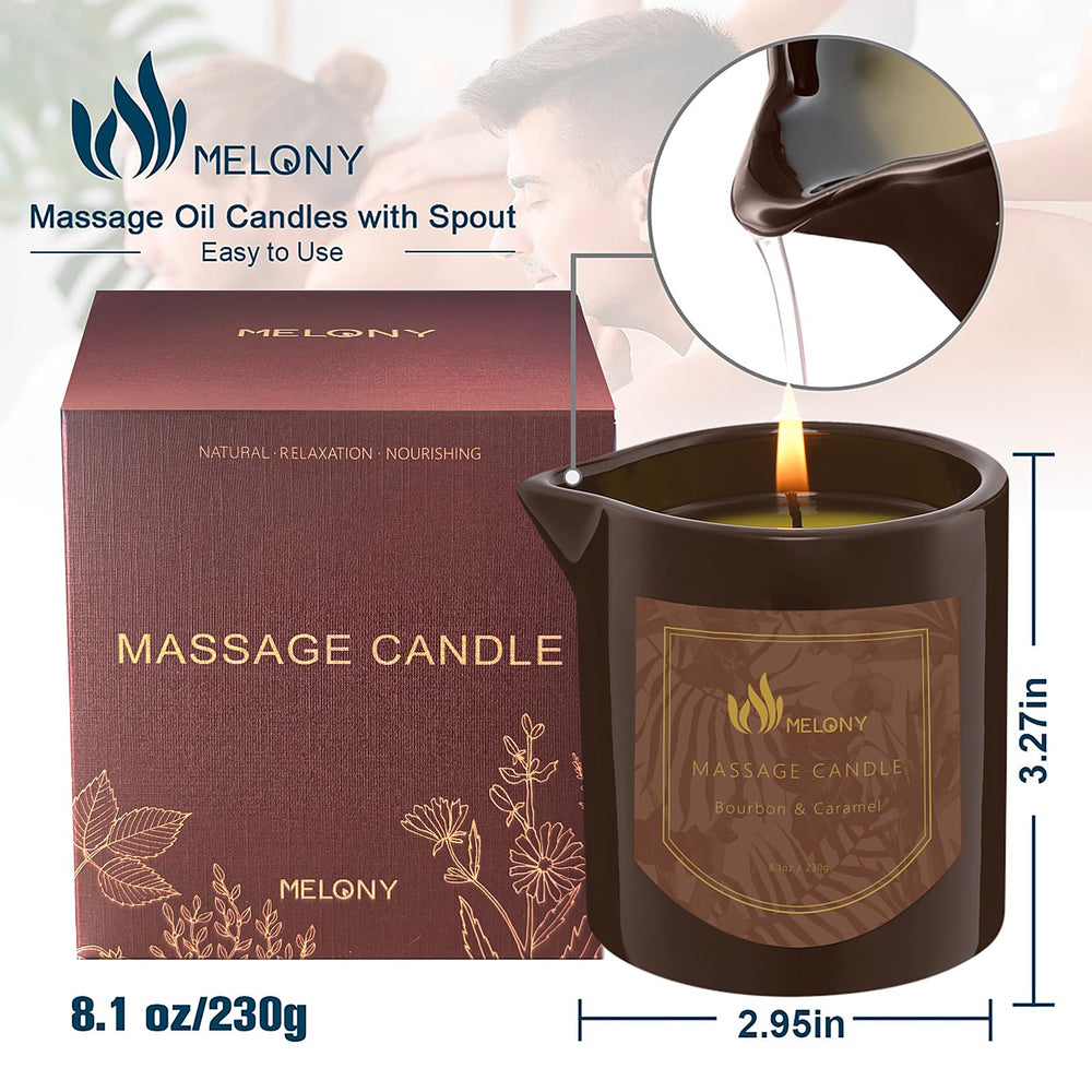 Melony massage oil candle softens and moisturizes skin during massage