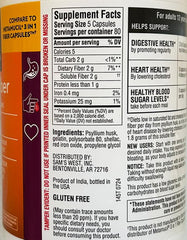 Member's Mark Fiber Capsules 2Pack bottle back shows label with usage guidance.