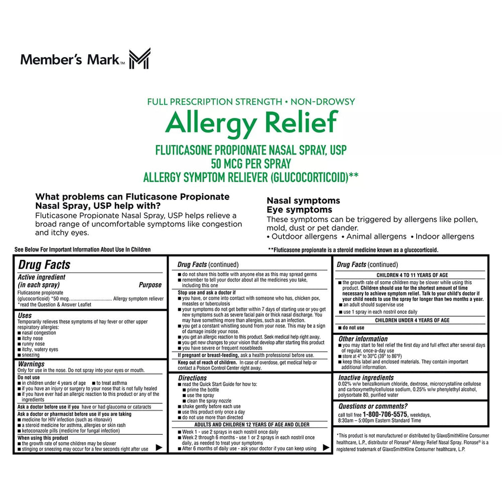 Close-up of Members Mark nasal spray mist for nasal comfort.