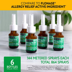 Travel-ready Members Mark nasal spray shown with compact, portable packaging.