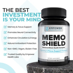MemoShield Ginkgo Biloba packaging hinting at improved brain circulation.