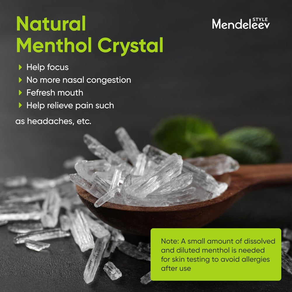 Mendeleev Style menthol crystals in diffuser setup for refreshing aroma.