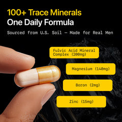 Menerals mens multivitamin fulvic acid minerals close-up illustrating energy and endurance potential