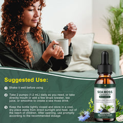 Menkru Sea Moss Liquid Drops in glass with juice for daily routine