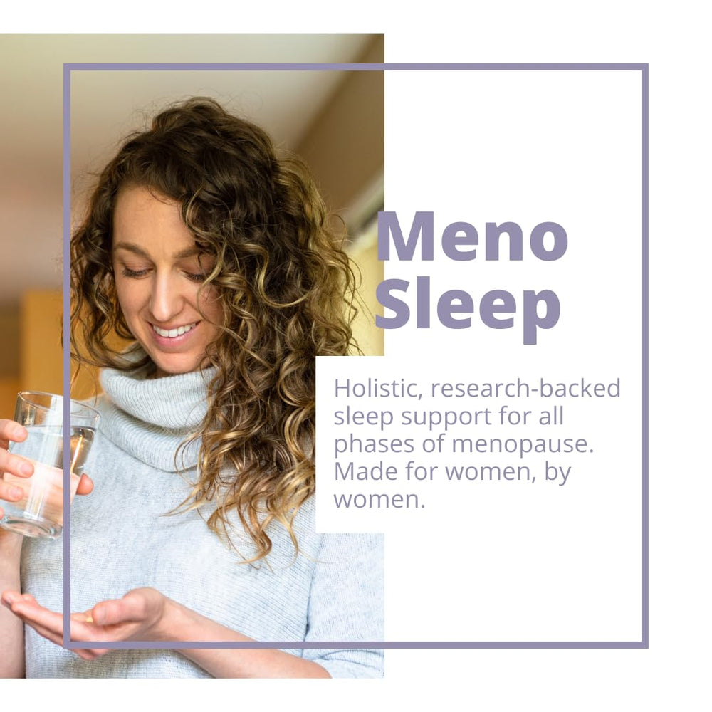 MenoSleep bottle backcard with usage guidance and allergen information.