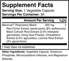 Menovair ingredients packaging highlights five natural, drug-free components