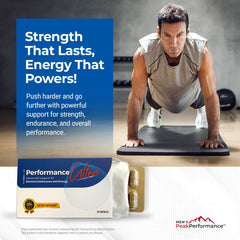 Close-up of MEN'S PeakPerformance PerformanceUltra capsules for convenient daily use
