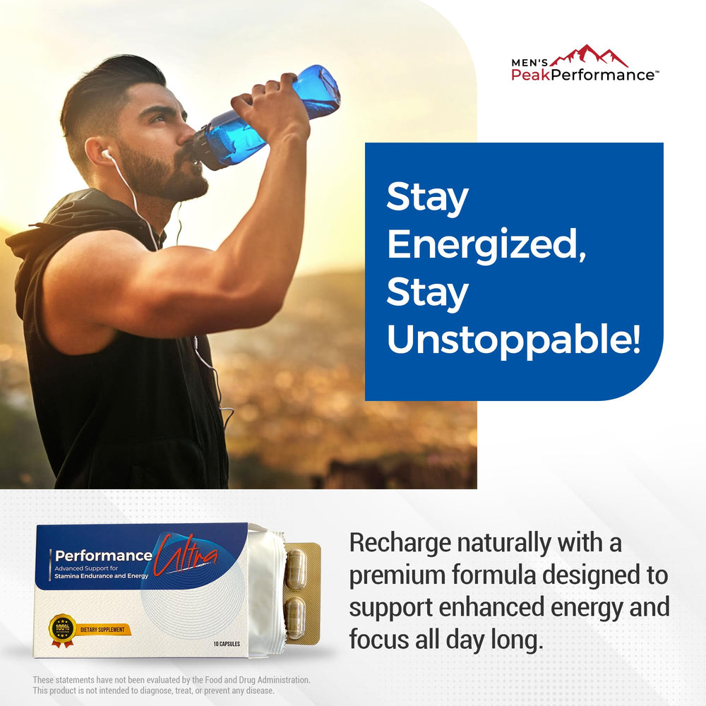 MEN'S PeakPerformance PerformanceUltra displays maca root imagery for vitality