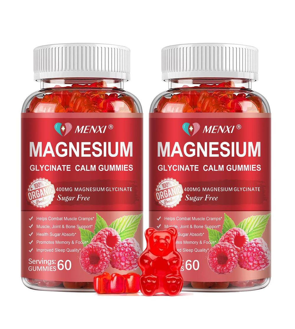 MENXI Magnesium Gummies bottle with raspberry flavor for daily support.