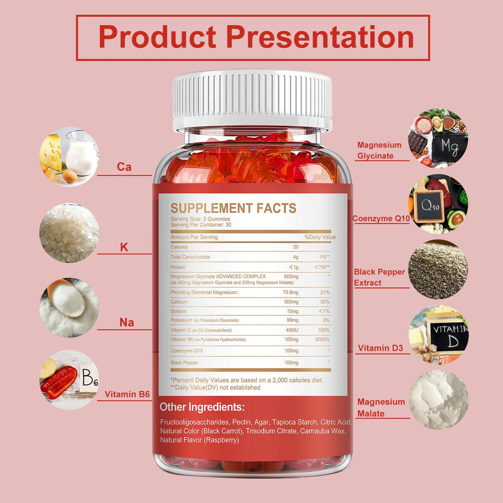 Closeup of MENXI Raspberry Gummies promoting calm and focus.