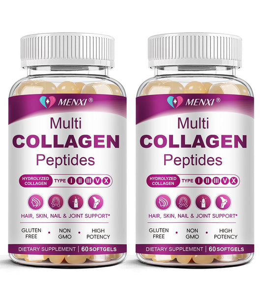 MENXI Multi Collagen Softgel bottle front highlighting premium packaging and skincare focus
