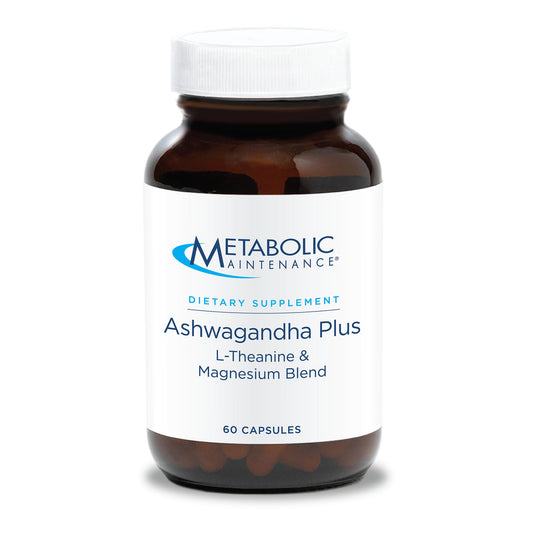 Metabolic Maintenance Ashwagandha Plus bottle emphasizes stress support for daily balance