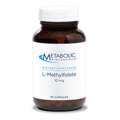 Metabolic Maintenance L-Methylfolate 10 mg bottle front showing product name and form.