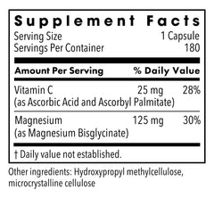 Metabolic Maintenance Magnesium Glycinate capsules closeup highlights convenient 125 mg dose.