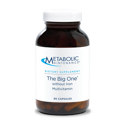 Metabolic Maintenance The Big One bottle front view for iron-free daily support.