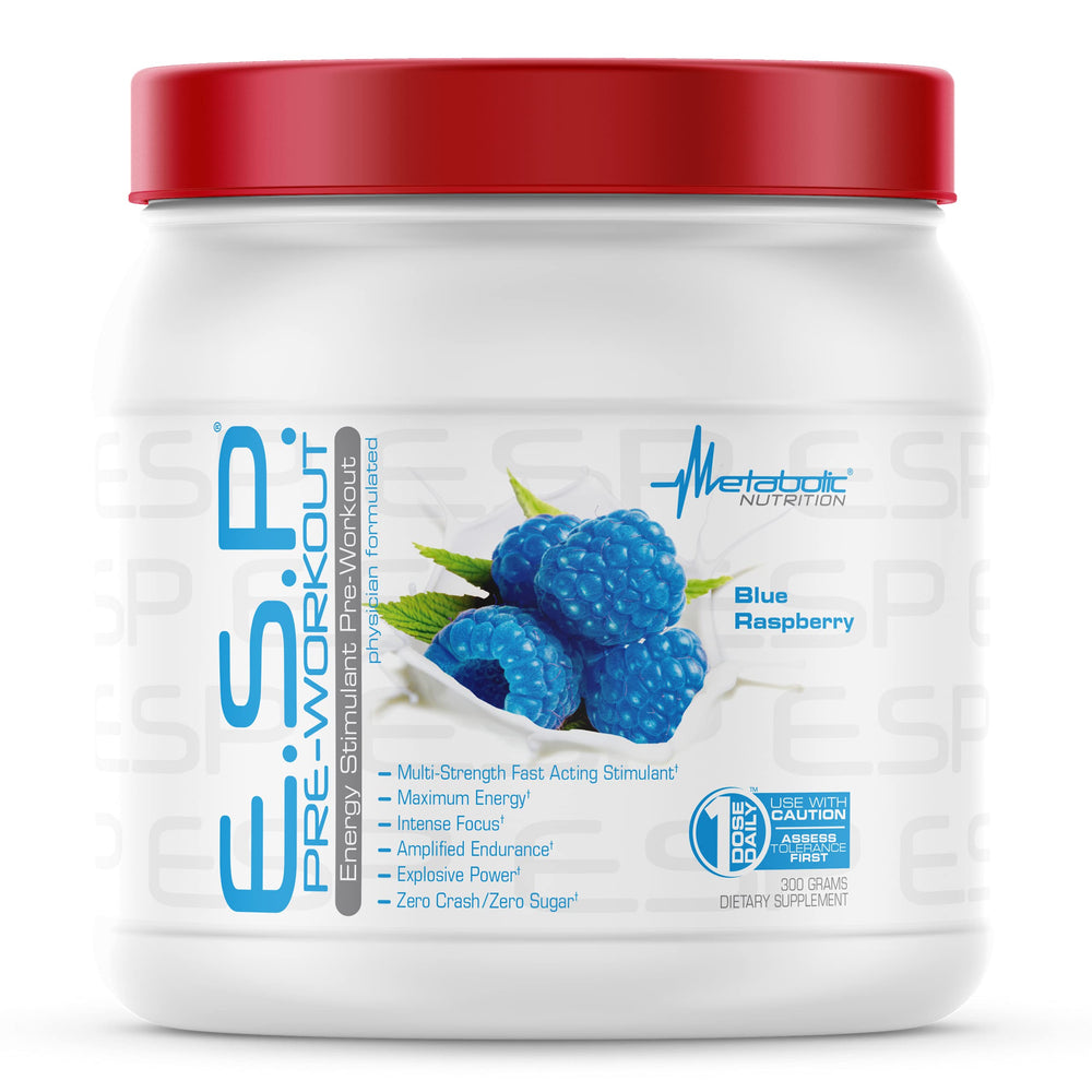 A refreshing ESP pre-workout blue raspberry shake ready to drink