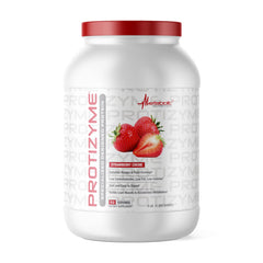 Metabolic Nutrition Protizyme tub front highlighting premium whey protein