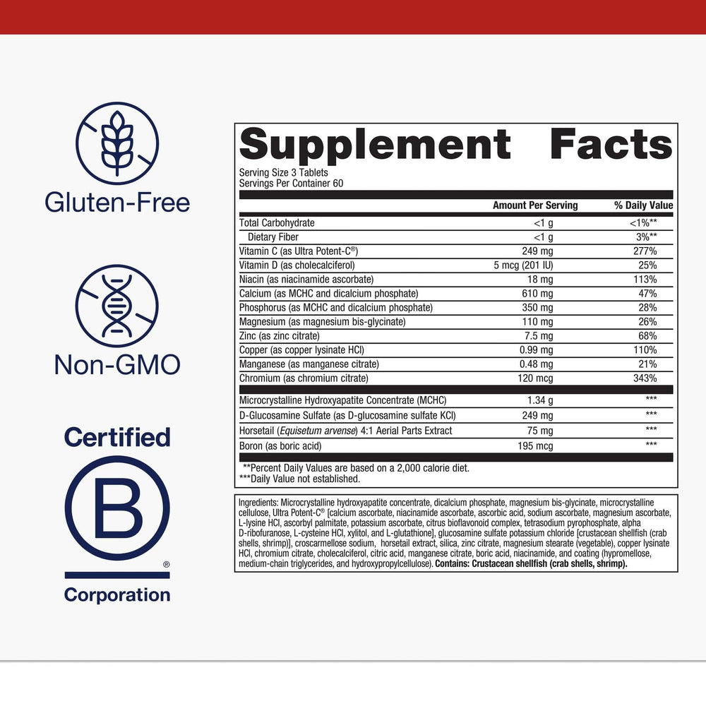 Metagenics Bone Builder Active non-GMO label indicating a clean daily use