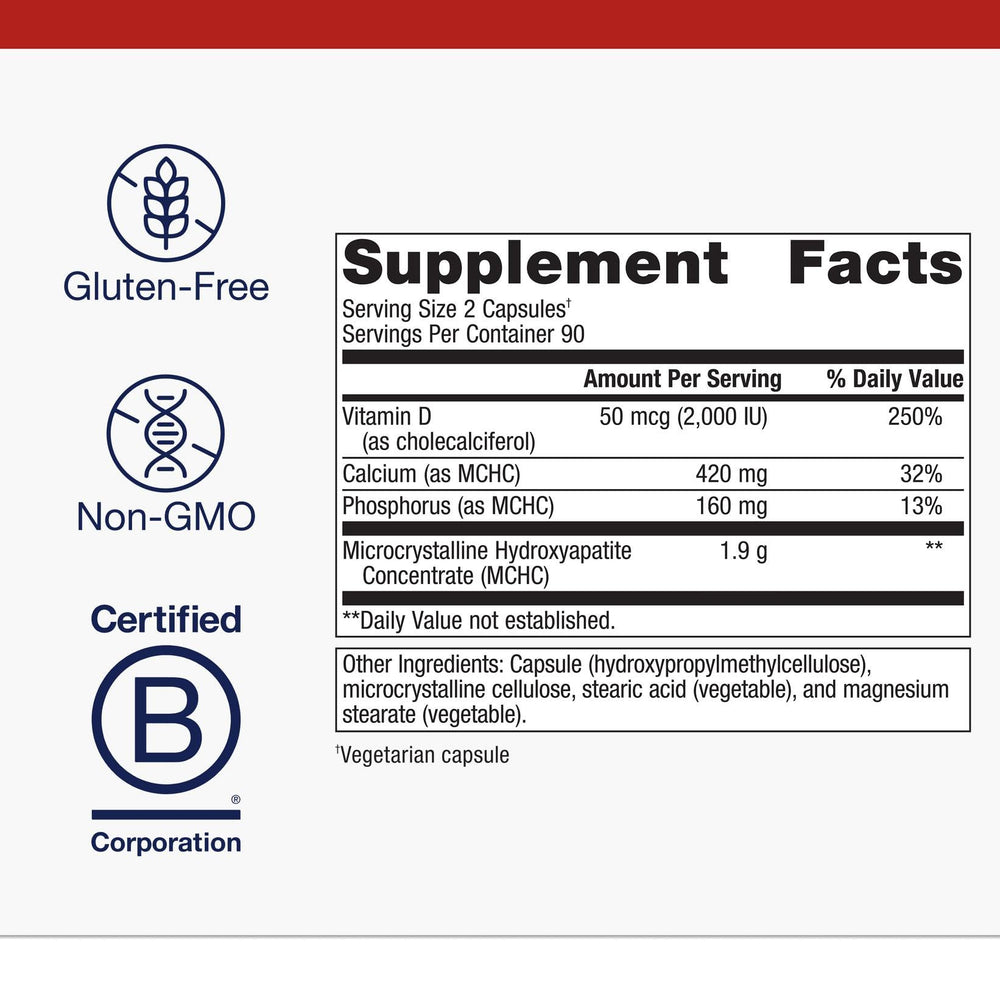 Metagenics Bone Builder Plus dosage information on bottle aids easy daily use.