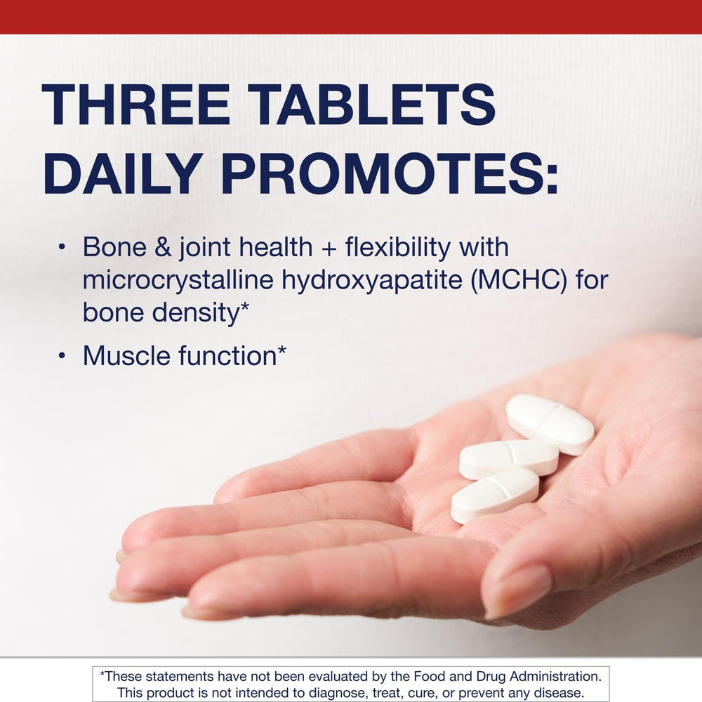 Metagenics Bone Builder tablets close-up highlighting chelated magnesium for absorption