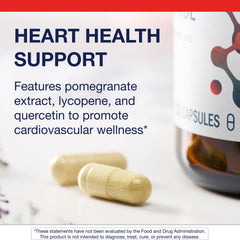 Metagenics CardioLux HDL label highlighting lycopene, pomegranate extract, and quercetin.