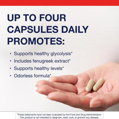 Close-up of Fenugreek Plus capsules highlighting fenugreek, bitter melon, and gymnema.