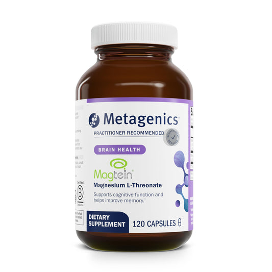 Metagenics Magtein bottle front view highlighting brain health support