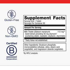 Metagenics Milk Thistle Extract label detail mentions Silybum Marianum seed extract.