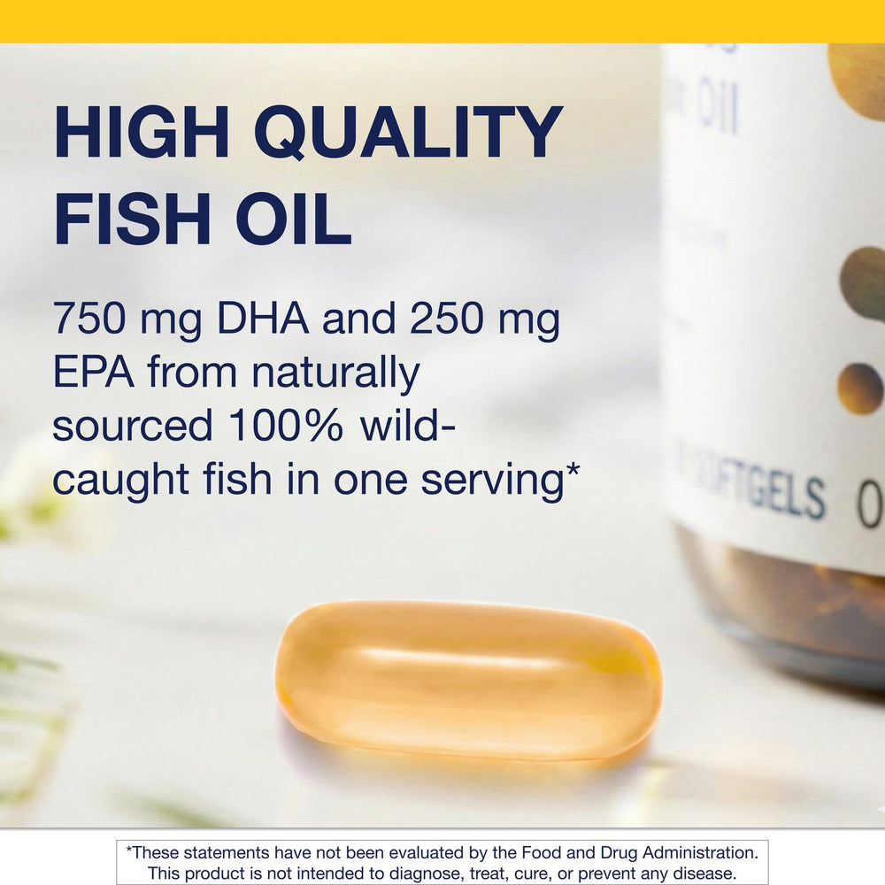 Pour shot of Metagenics OmegaGenics Neuro softgels for easy daily use