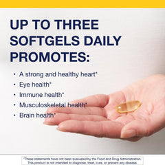 Close-up of Metagenics OmegaGenics softgels for daily omega-3 use