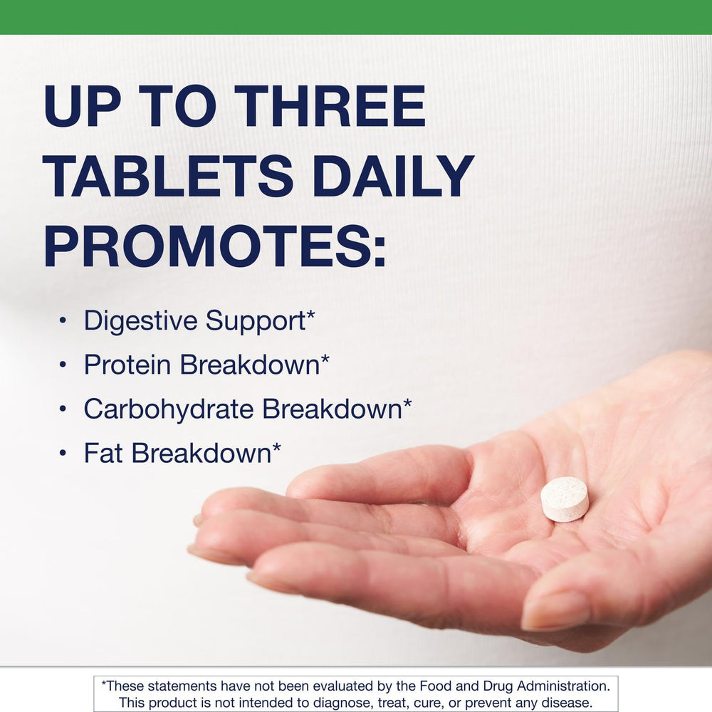 Metagenics SpectraZyme bottle pour showing tablets ready for daily digestive support