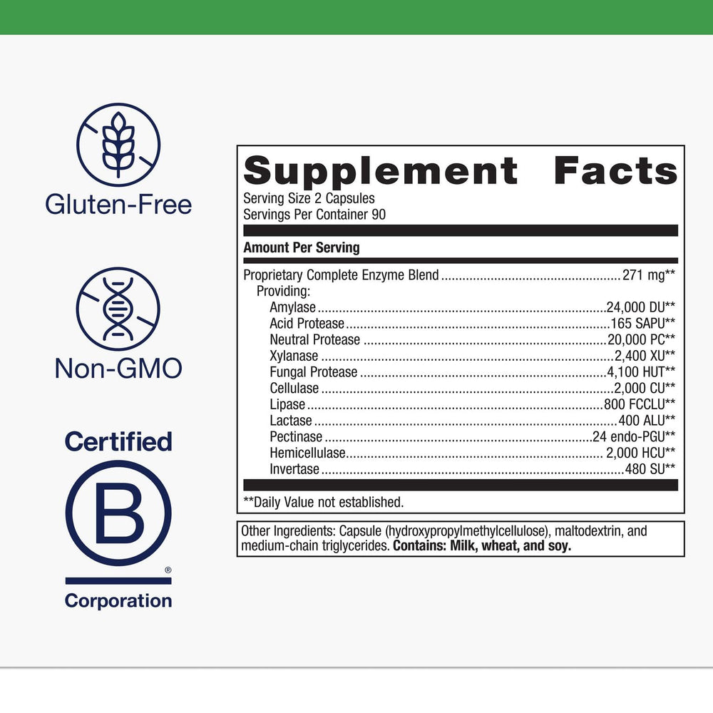 Metagenics SpectraZyme used with meals for easier digestion.