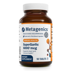 Metagenics SuperGarlic 6000 odorless tablet dissolves in intestines for heart and immunity support.
