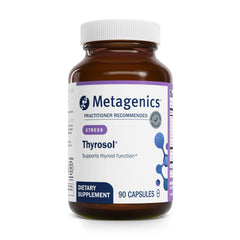 Metagenics Thyrosol bottle front showcasing thyroid support formula.