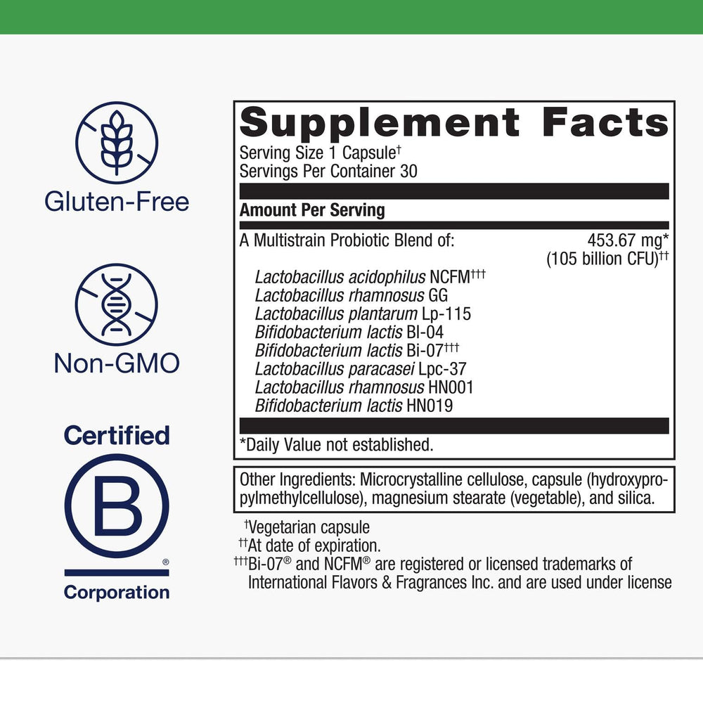 Metagenics BiomePro bottle side view highlighting shelf-stable design