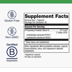 Metagenics UltraFlora Immune Booster ingredients panel highlighting vegetarian formula