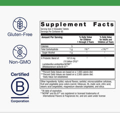 Ingredients label showing vegetarian, non-GMO, gluten-free formulation