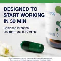 Metagenics UltraFlora Spectrum label detail highlighting seven probiotic strains