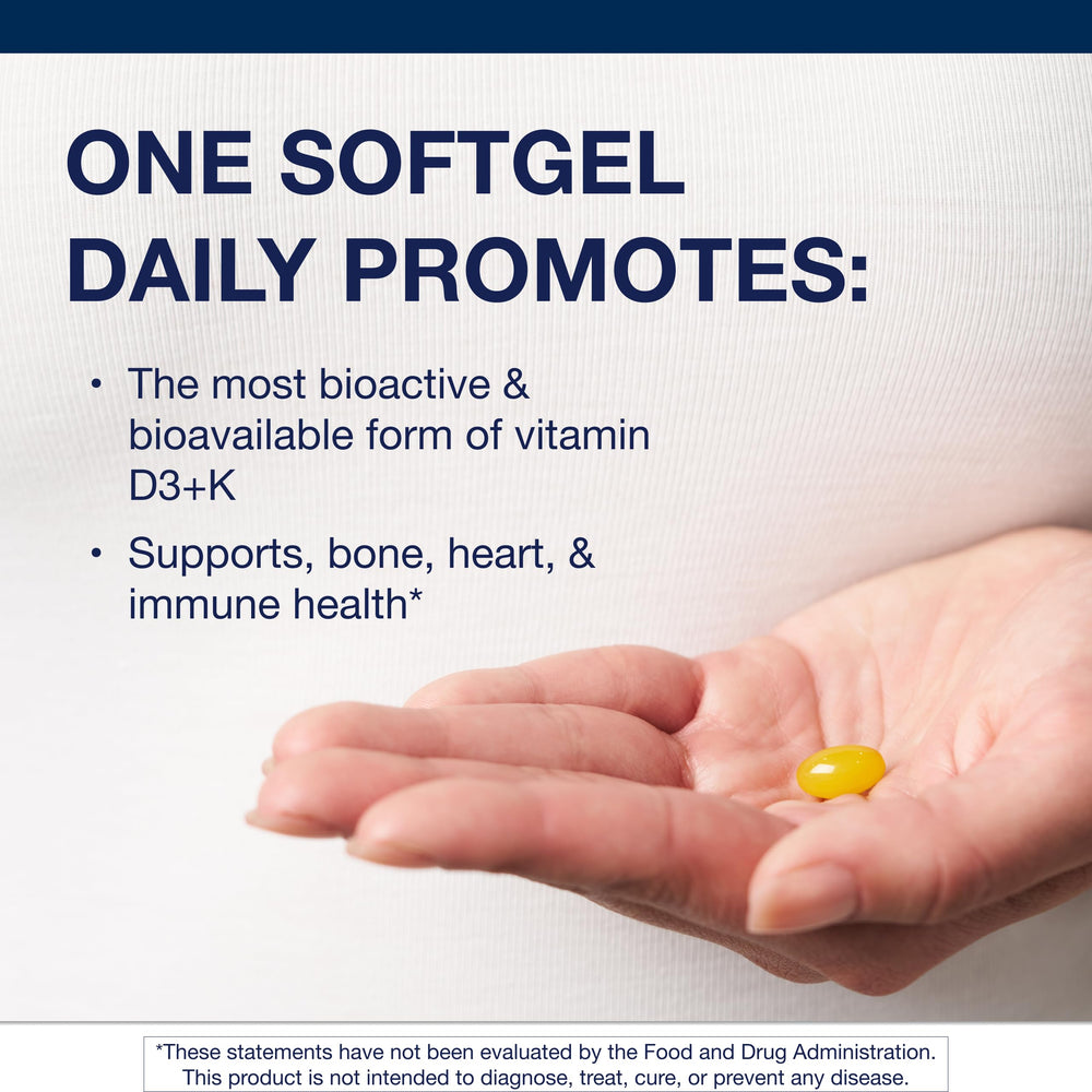 Metagenics Vitamin D3 and K label closeup highlighting MK-7 content.