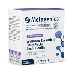 Metagenics Wellness Essentials Brain Health packaging on a clean surface for daily brain support