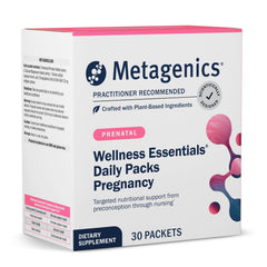 Metagenics Wellness Essentials Pregnancy daily packets shown for convenient daily prenatal dosing.